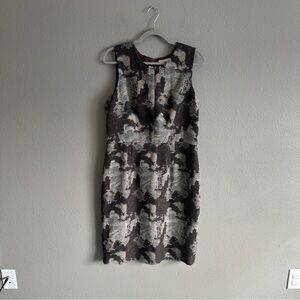 Banana Republic Neutral Metallic Patterned Midi Dress 14